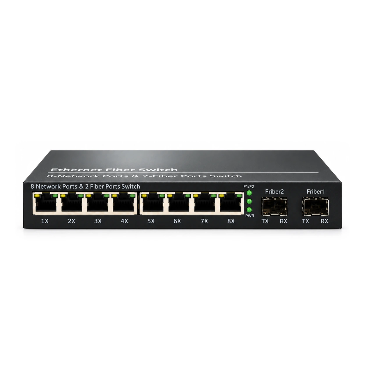 HS-2G8E-F — Gigabit converter — 2 fiber + 8 copper · SFP slot version 3