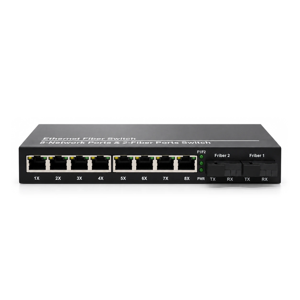 HS-2G8FE — Gigabit-to-Fast-Ethernet converter — 2 GE fiber + 8 FE copper