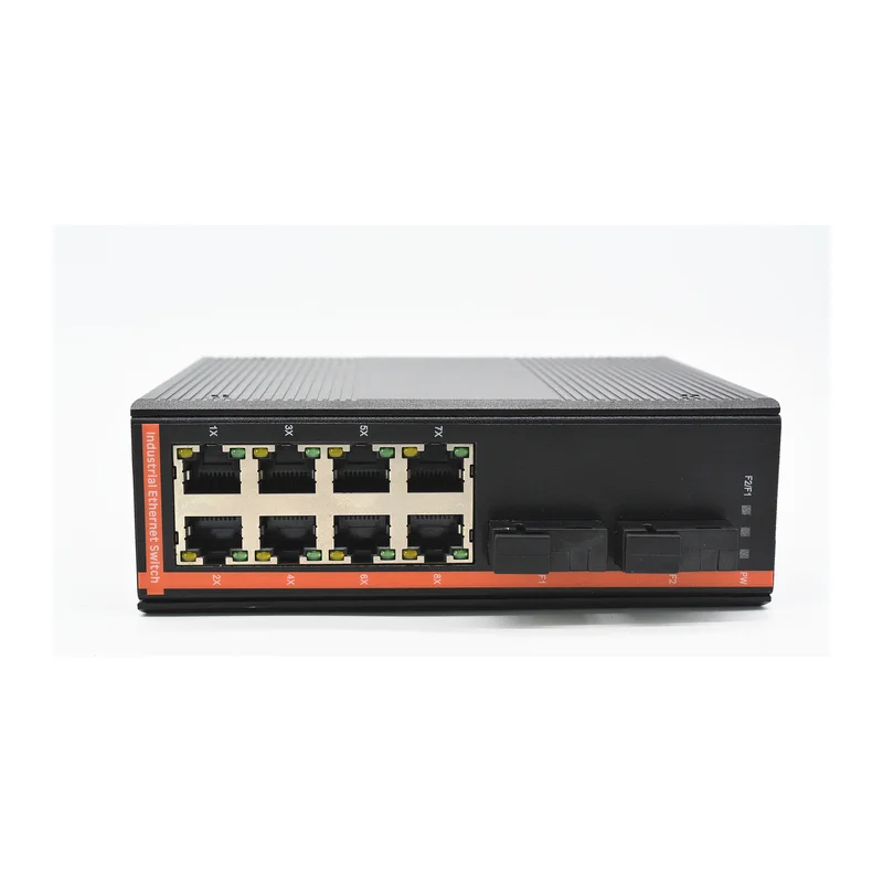 HS-2G8FE-I — Industrial gigabit-to-FE converter — 2 GE fiber + 8 FE copper, -40 ~ 75 °C