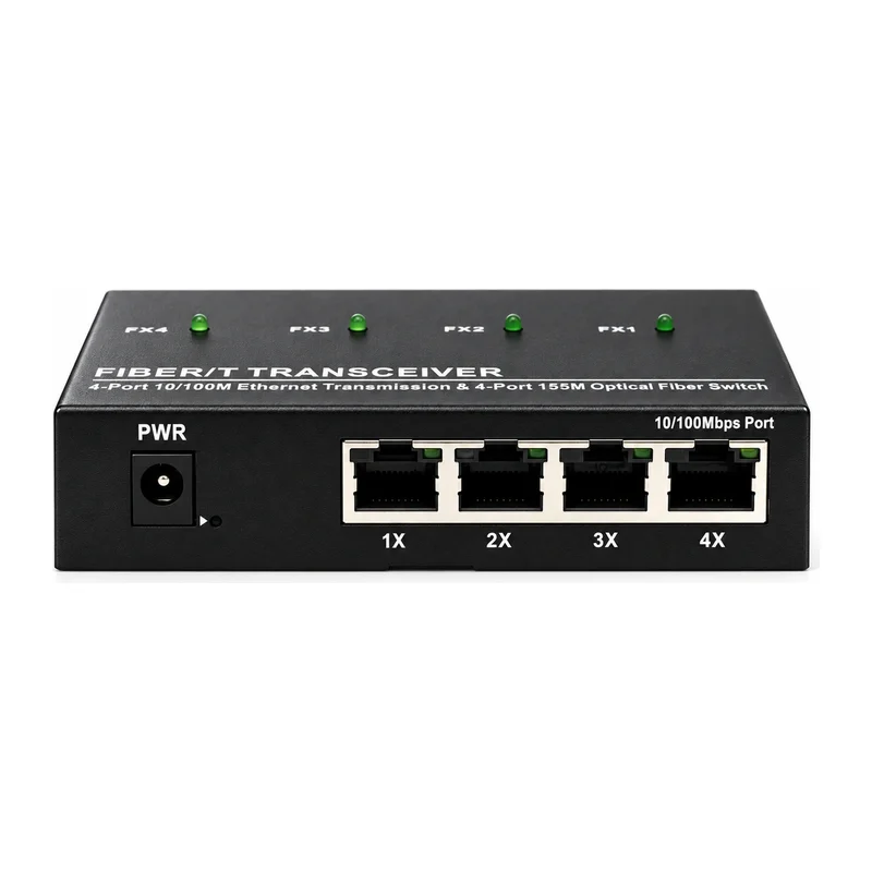 HS-4F4EM — Mini Fast Ethernet converter — 4 fiber + 4 copper 2
