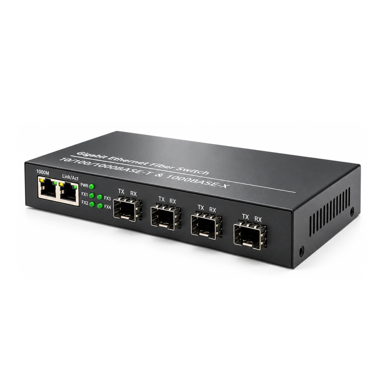 HS-4G2E-F — Gigabit converter — 4 fiber + 2 copper · SFP slot version