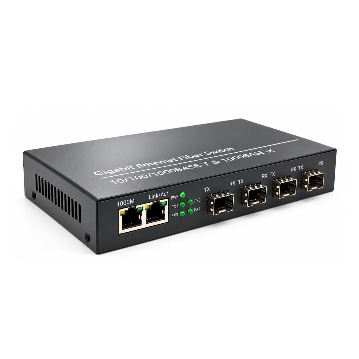 HS-4G2E-F — Gigabit converter — 4 fiber + 2 copper · SFP slot version 2
