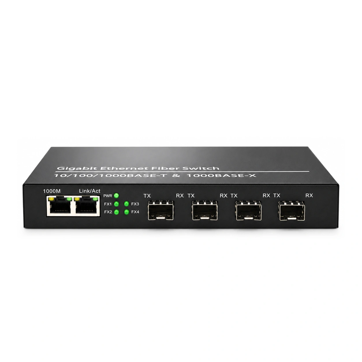HS-4G2E-F — Gigabit converter — 4 fiber + 2 copper · SFP slot version 3
