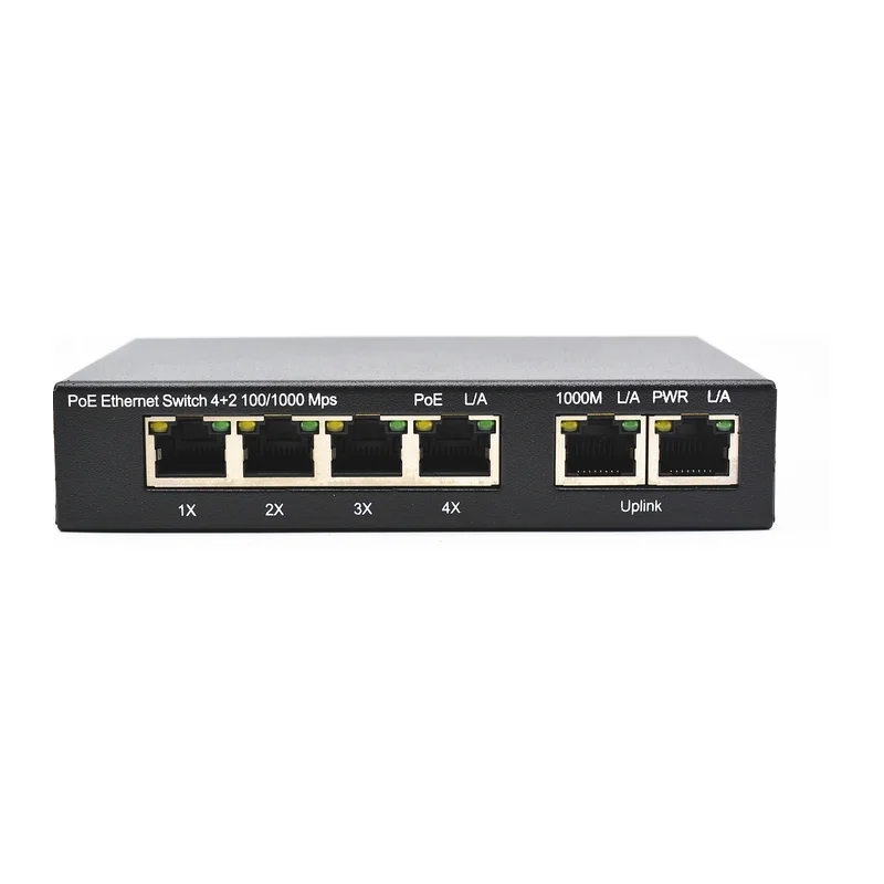 HS-4GEP2GE-X — Gigabit PoE switch — 4 PoE + 2 GE uplinks, external PSU
