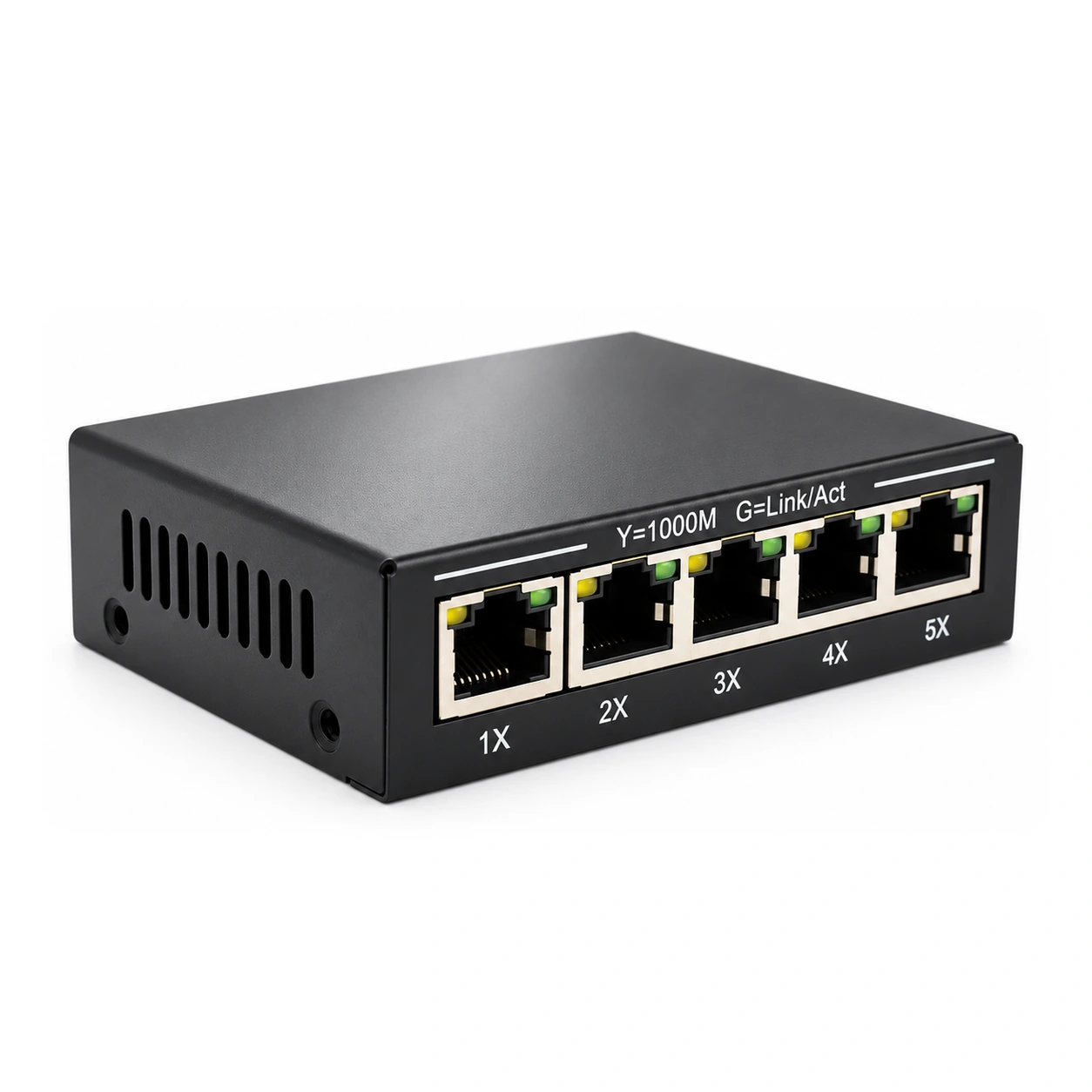HS-5GE-M — Gigabit switch — 5 fiber · metal housing 2