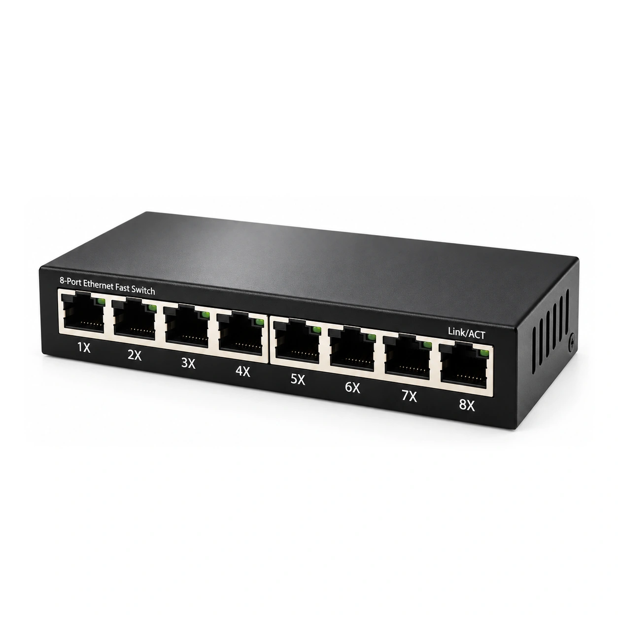HS-8FE-M — Fast Ethernet محول — 8 fiber · هيكل معدني