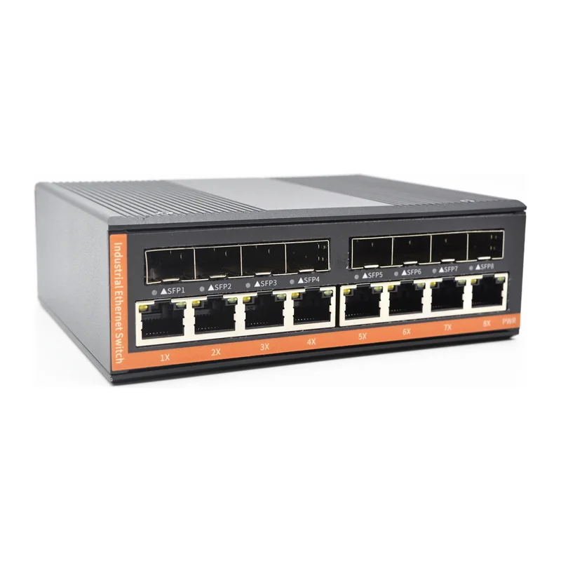 HS-8G8E-FI2 — Industrial gigabit converter — 8 fiber + 8 copper, -40 ~ 75 °C · dual-source production