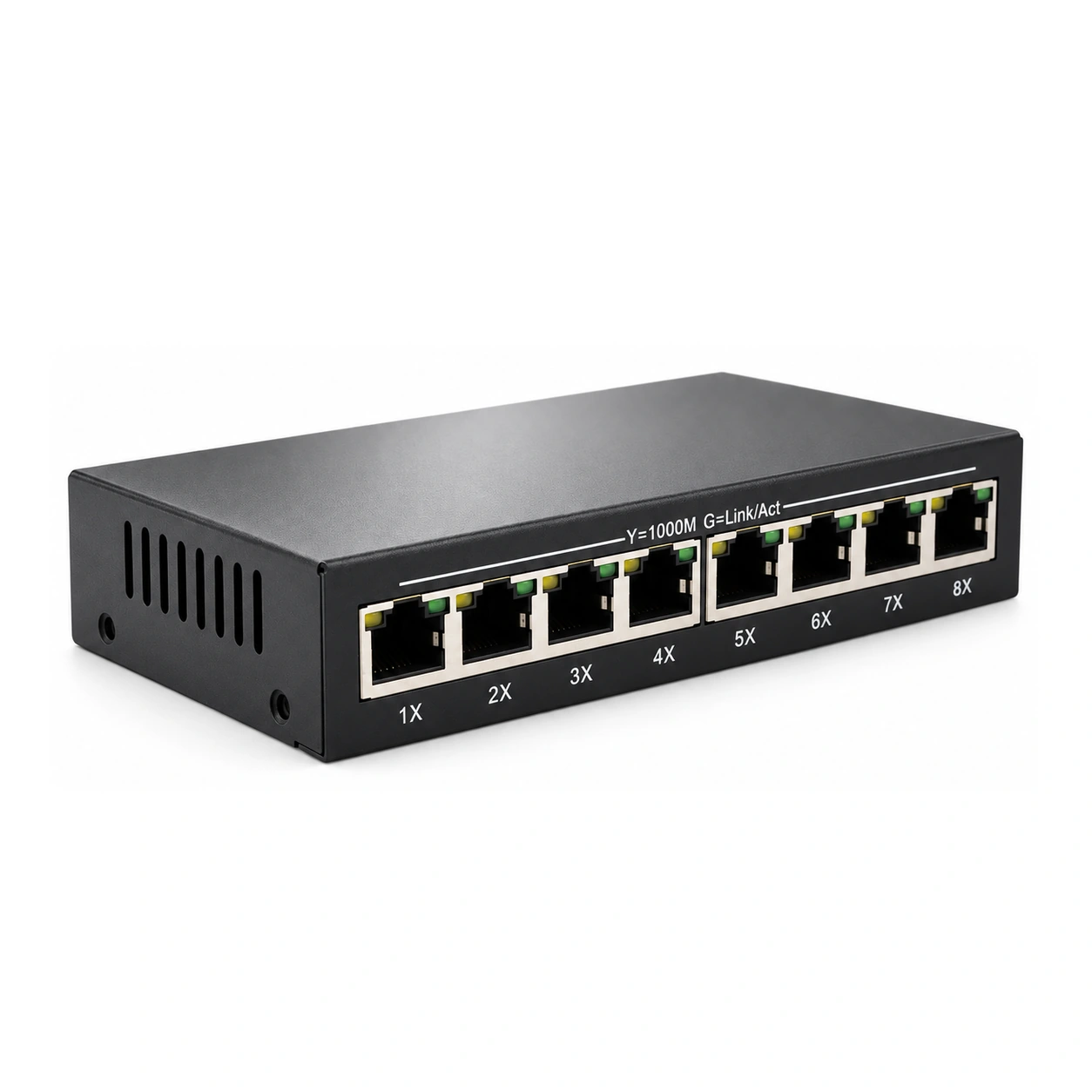 HS-8GE-M — جيجابت محول — 8 fiber · هيكل معدني