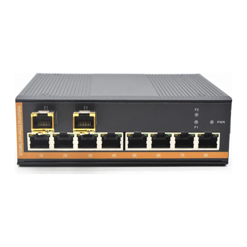 HS-8GEP2GE-I — Industrial gigabit PoE converter — 8 fiber, -40 ~ 75 °C