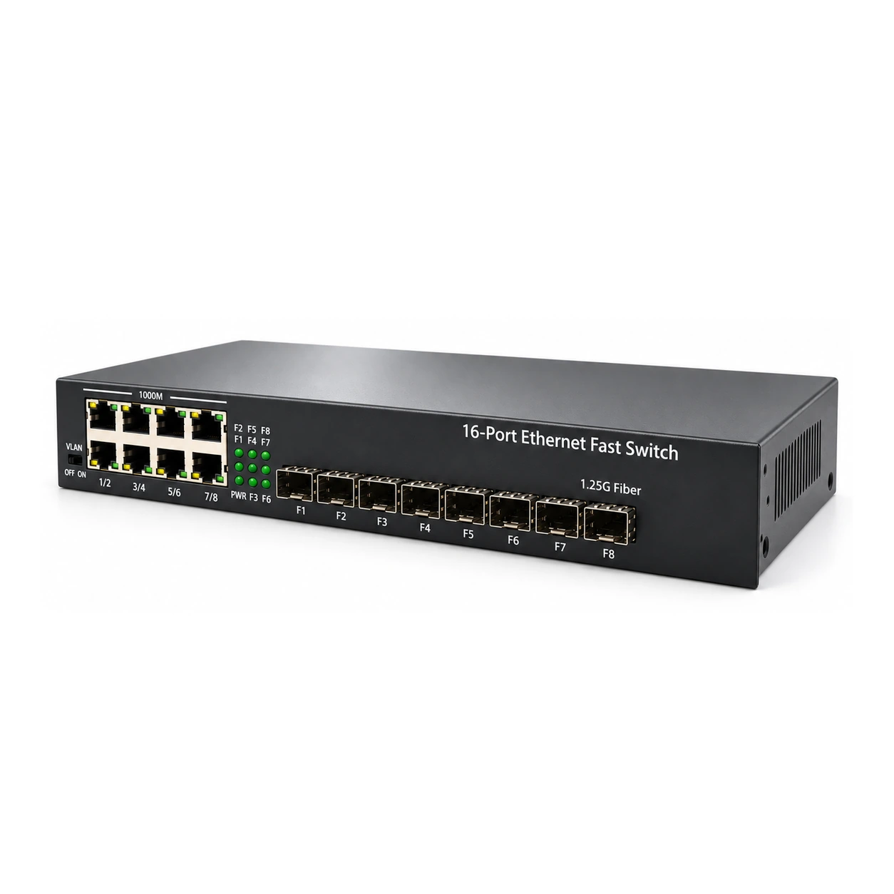 HS-8GF8GE — 8-port GE SFP + 8-port GE managed chassis system