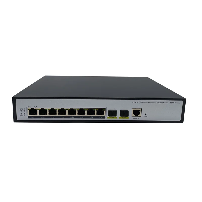 HS-M808GP-2SFP — Gigabit PoE converter — 2 fiber + 2 PoE copper
