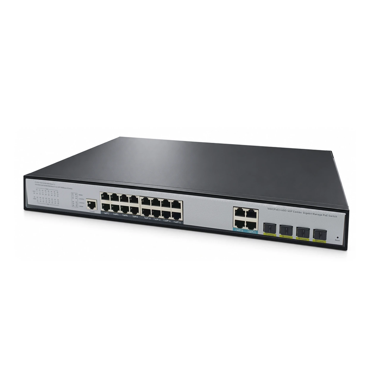 HS-M816GP-4G4SFP — Gigabit PoE converter — 4 fiber + 4 PoE copper 2