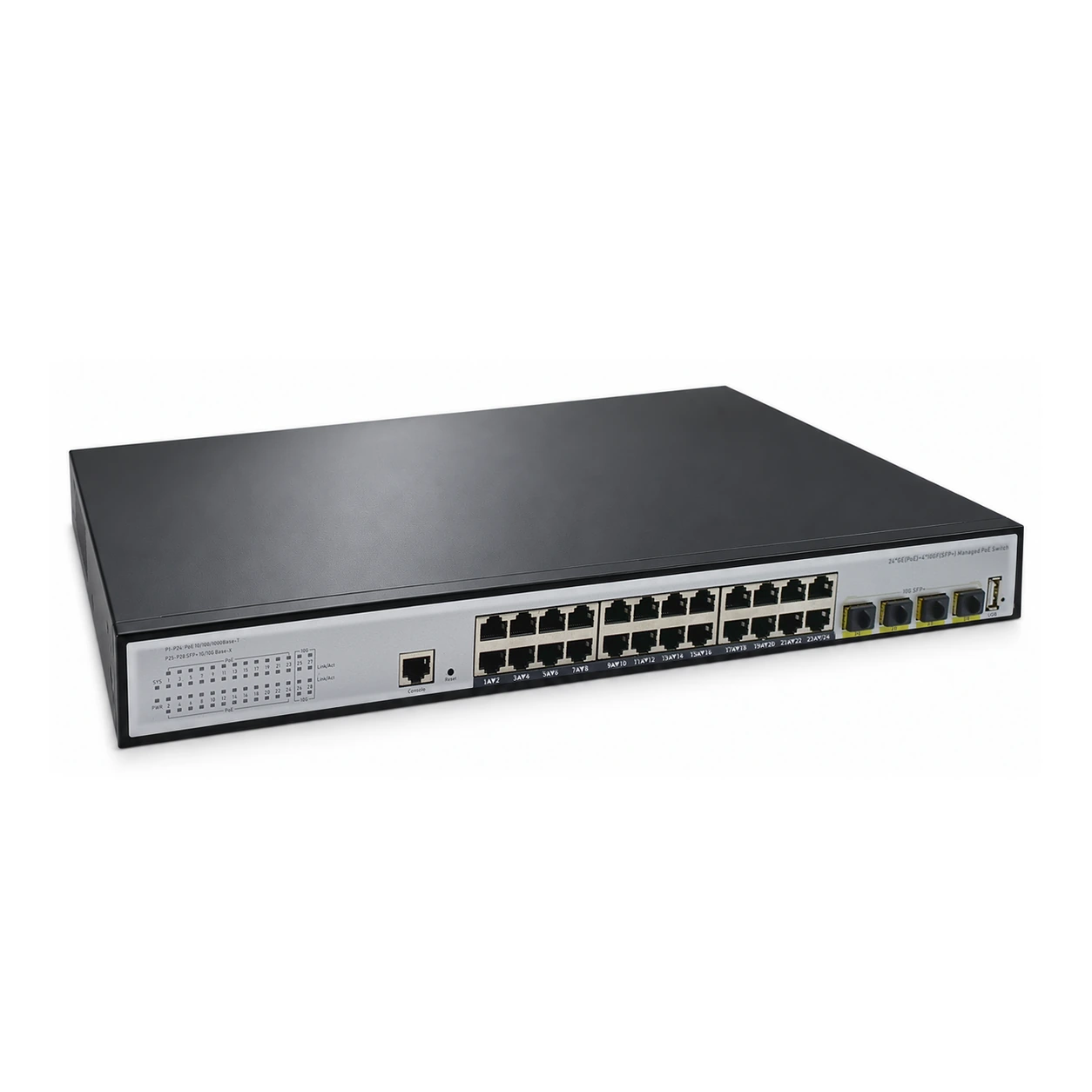 HS-M824G-4SFP-10G — Gigabit converter — 10 fiber + 4 copper