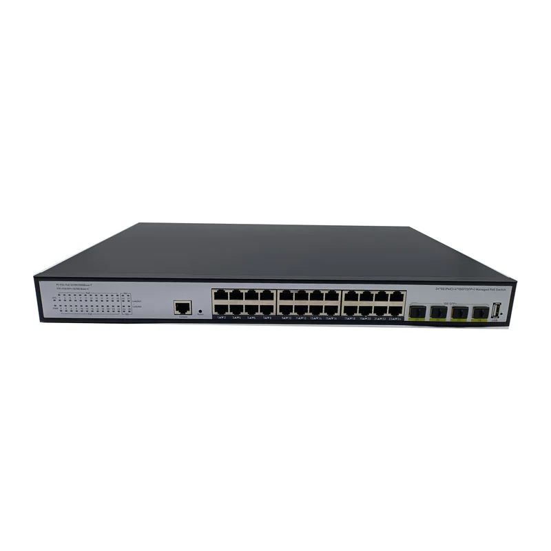 HS-M824GP-4SFP-10G — Gigabit PoE converter — 10 fiber + 4 PoE copper