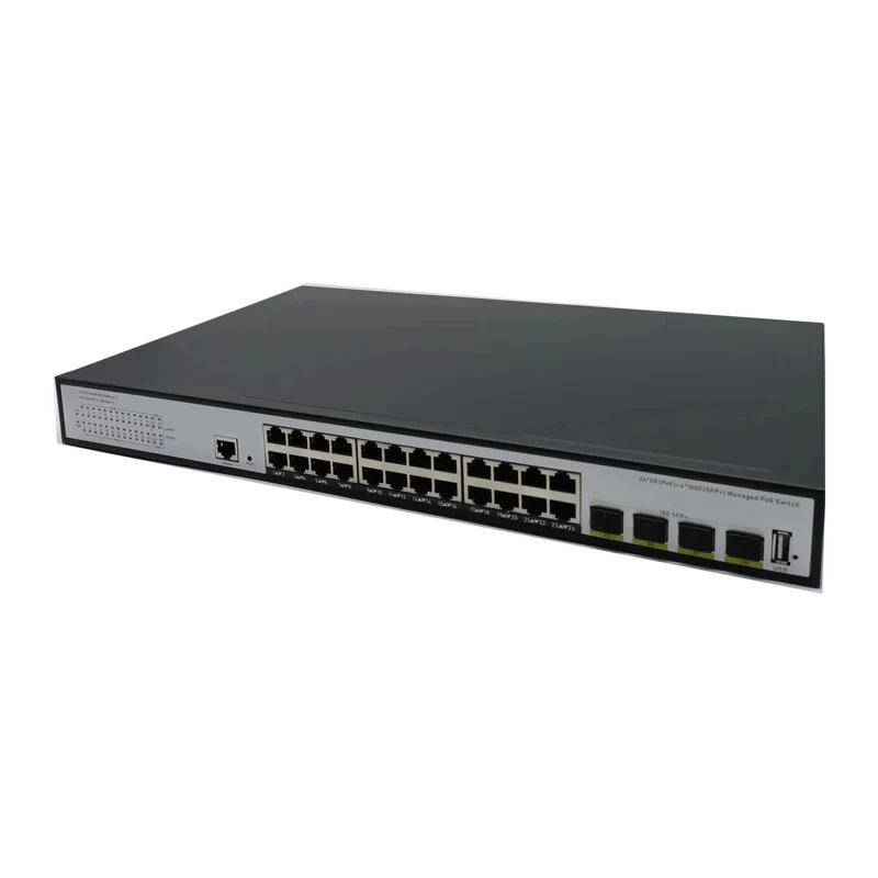 HS-M824GP-4SFP-10G — Gigabit PoE converter — 10 fiber + 4 PoE copper 2
