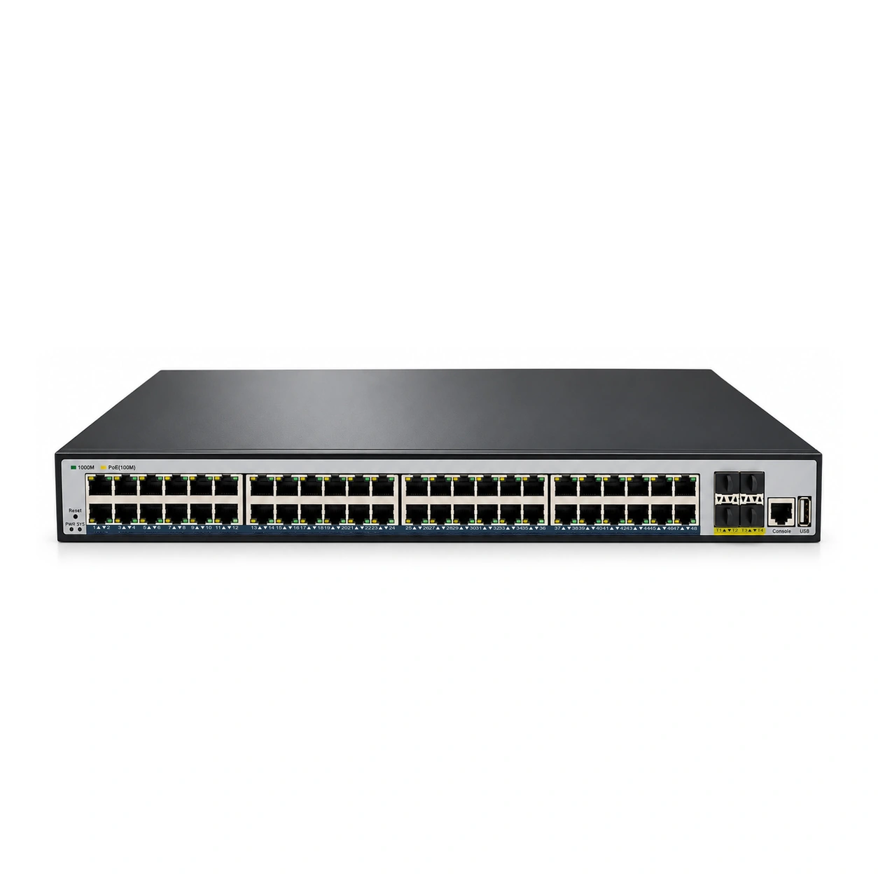 HS-M848G-4SFP-10G — Gigabit converter — 10 fiber + 4 copper · SFP slot version 3
