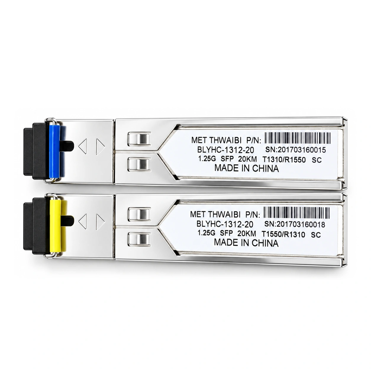 HS-SFP-GE-BX20-SC — 1.25G BiDi WDM SFP with SC connector — single fiber, 20 km, DDM 4